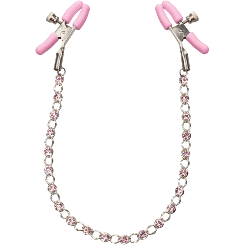Nipple Play Crystal Chain Nipple Clamps - Pink