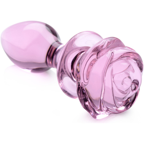 Pink Rose Glass Anal Plug - Medium
