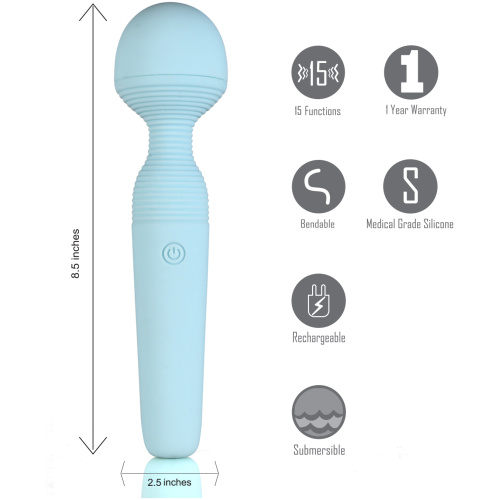 Grace Bendable Vibrating Pleasure Wand - Blue
