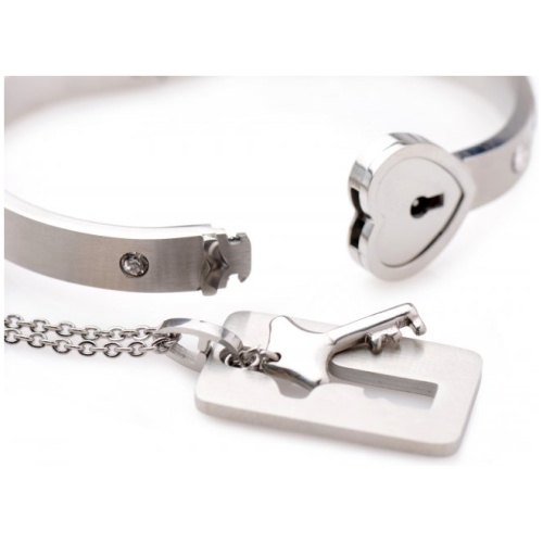 Cuffed Locking Bracelet and Key Necklace