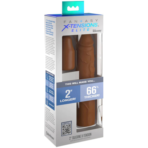 Fantasy X-Tensions Elite 8 Inch Sleeve With 2 Inch Plug - Tan