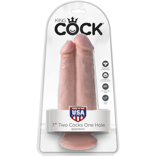 King Cock 7 Inch Two Cocks One Hole - Light