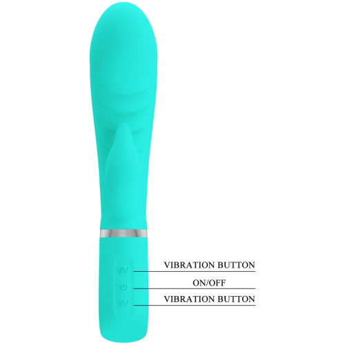 Prescott Super Soft Rabbit Silicone Vibrator - Teal