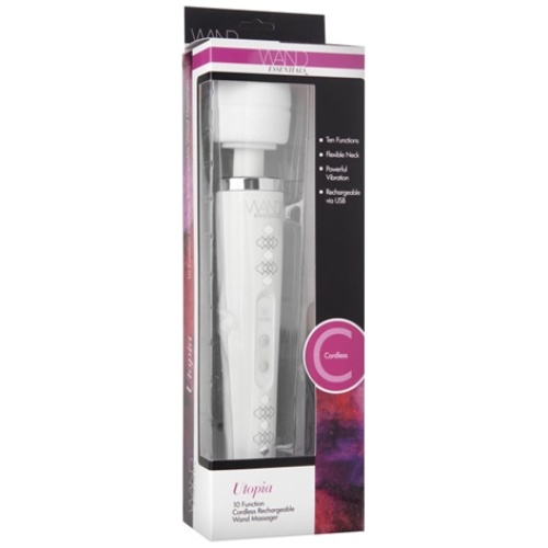 Utopia 10 Function Cordless Rechargeable Wand Massager - White