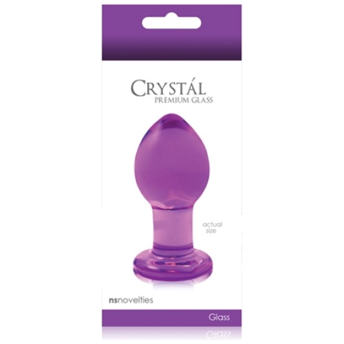 Crystal Premium Glass Plug - Medium - Clear Purple
