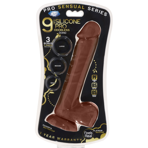 9 Inch Silicone Pro Odorless Dong - Brown