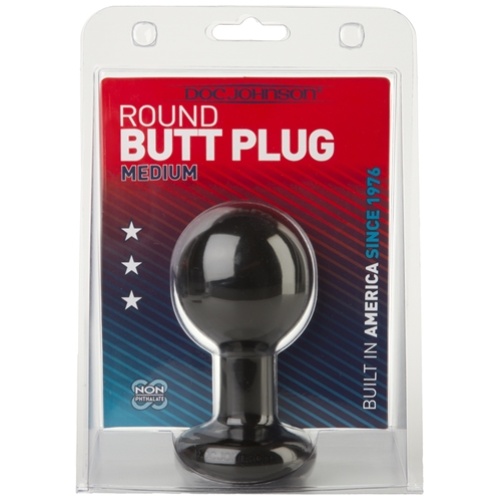 Round Butt Plug - Medium - Black