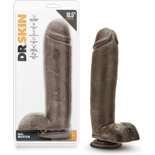 Dr. Skin - Mr. Mister 10.5 Inch Dildo With Suction Cup - Chocolate