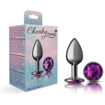 Cheeky Charms-Gunmetal Metal Butt Plug- Round-Deep Purple-Small