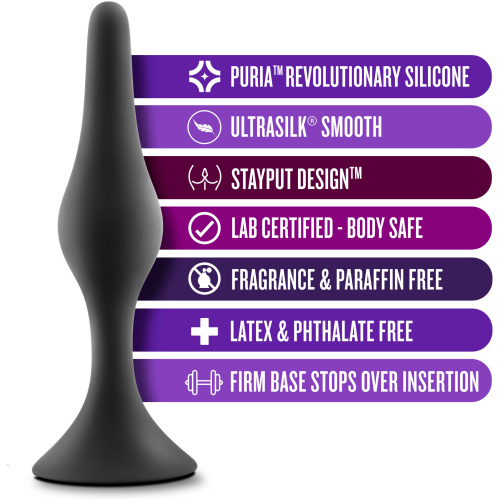 Anal Adventures Platinum - Silicone Beginner Plug  - Small - Black