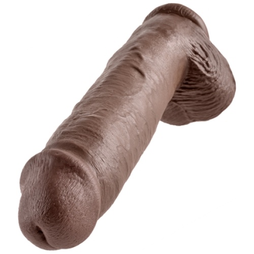 King Cock 11 Inch Cock With Balls - Brown