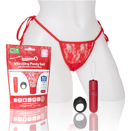 Screaming O 4t - Vibrating Panty Set With Remote Control Ring - Red