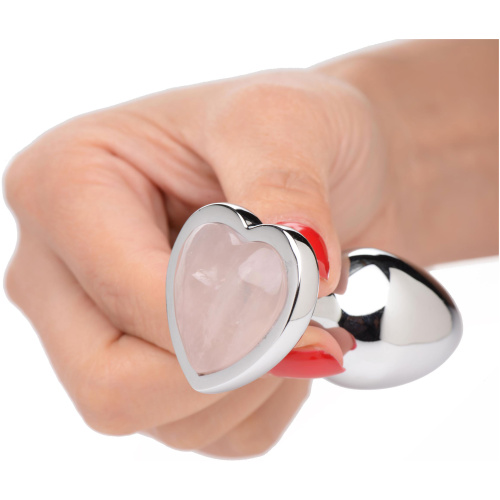 Rose Quartz Heart Anal Plug -Medium