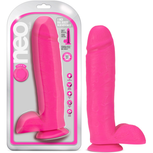 Neo - 11 Inch Dual Density Dildo - Neon Pink