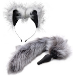 Grey Wolf Tail Anal Plug and Ears Set