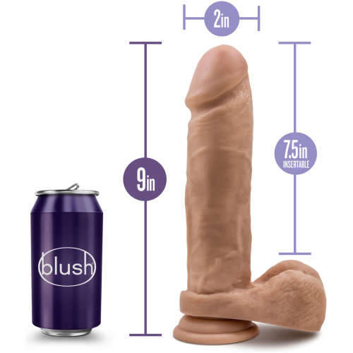 Au Natural - 9 Inch Dildo With Suction Cup - Mocha