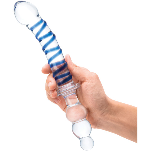 10 Inch Twister Dual-Ended Dildo - Clear/blue