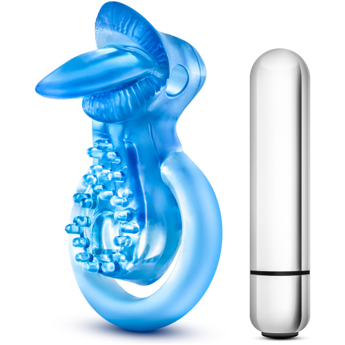 Stay Hard 10 Function Vibrating Tongue Ring - Blue