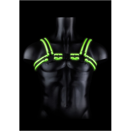 Bonded Leather Buckle Harness - Large/xlarge -  Glow in the Dark
