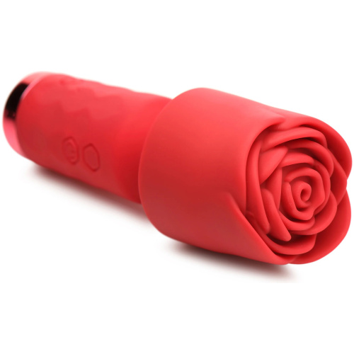 Pleasure Rose-Petite Mini Silicone Rose Wand - Red
