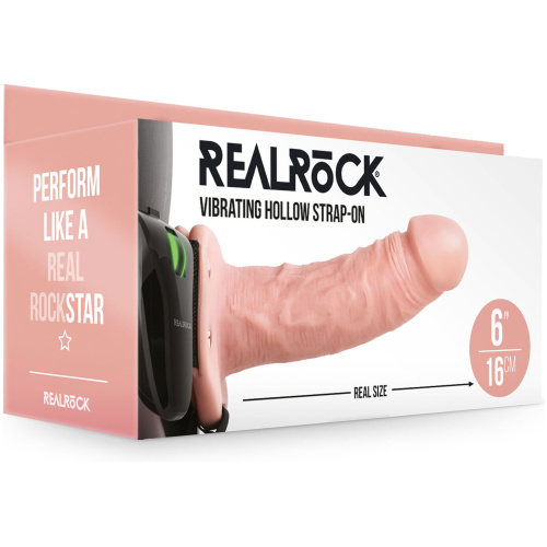 Vibrating Hollow Strapon Without Balls 6 Inch - Balls 6 Inch - Flesh