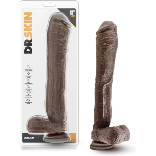 Dr. Skin Mr. Ed 13 Inch Dildo With Suction Cup - Chocolate