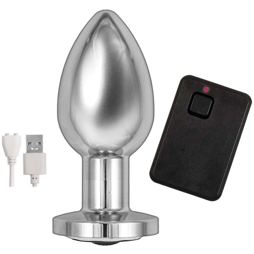 Ass-Sation Remote Vibrating Metal Plug - Silver
