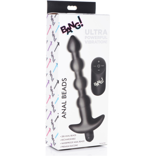 Bang - Vibrating Silicone Anal Beads and Remote Black