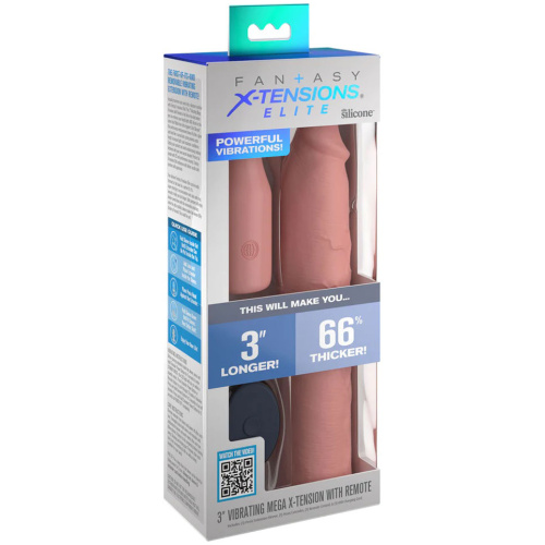Fantasy X-Tensions Elite 9 Inch Sleeve Vibrating 3 Inch Plug With Remote - Light