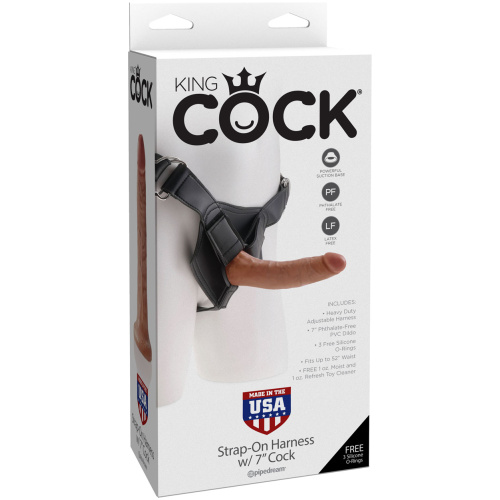 King Cock Strap-on Harness With 7 Inch Cock - Tan