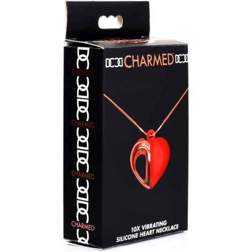 10x Vibrating Silicone Heart Necklace - Rose Gold/ Red