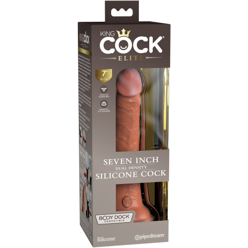 King Cock Elite 7 Inch Dual Density Silicone Cock - Tan