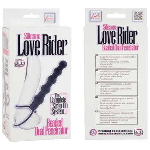 Silicone Love Rider Beaded Dual Penetrator - Black