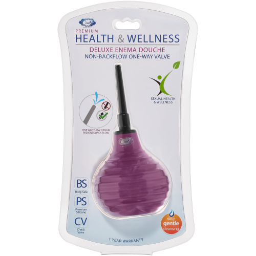 Health and Wellness Deluxe Enema Douche Non- Backflow One-Way Valve - 7.9 Fl. Oz. - Plum