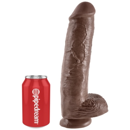 King Cock 11 Inch Cock With Balls - Brown