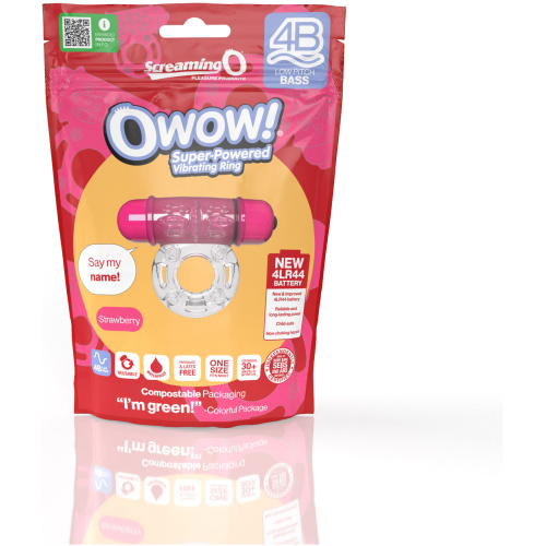 Screaming O 4b - Owow Super Powered Vibrating Ring - Strawberry