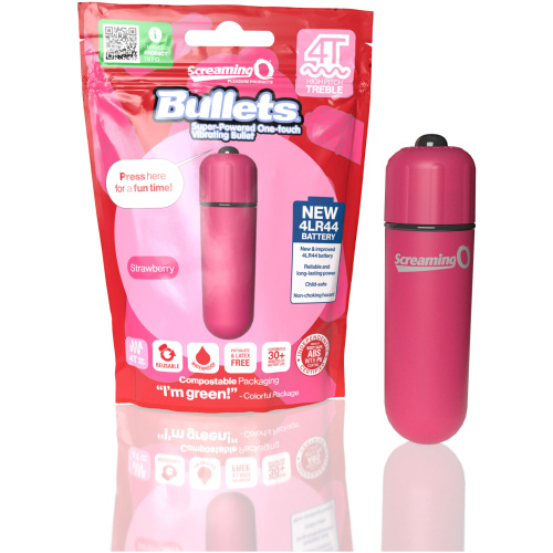 Screaming O 4t - Bullet - Super Powered One Touch Vibrating Bullet - Strawberry
