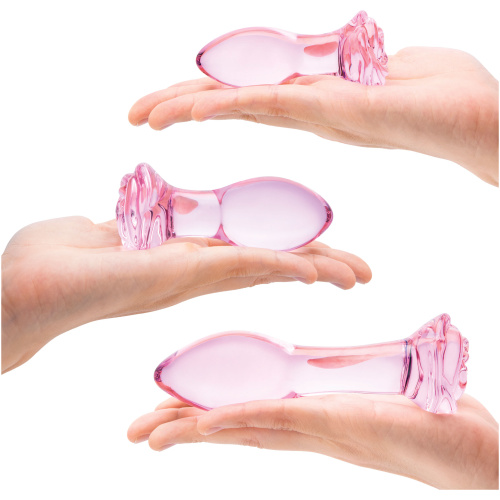 3 Pc Rosebud Butt Plug Set - Pink