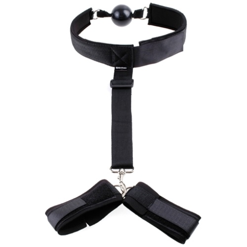 Fetish Fantasy Series Gag and Wrist Restraint - Black