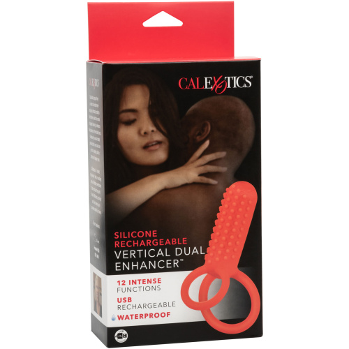 Silicone Rechargeable Vertical Dual Enhancer - Red