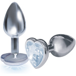 The 9's the Silver Starter Heart Bejeweled Stainless Steel Plug - Diamond