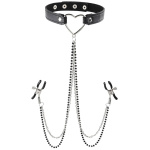 Amor Collar With Nipple Clamps - Black