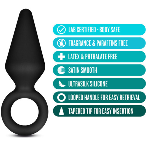 Anal Adventures - Platinum - Silicone Loop Plug - Small - Black