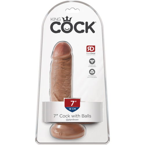 King Cock 7 Inch Cock With Balls - Tan