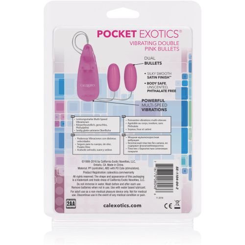 Pocket Exotics Vibrating Double Pink Passion Bullets - Pink