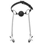 Hinder Silicone Breathable Ball Gag and Nipple Clamps