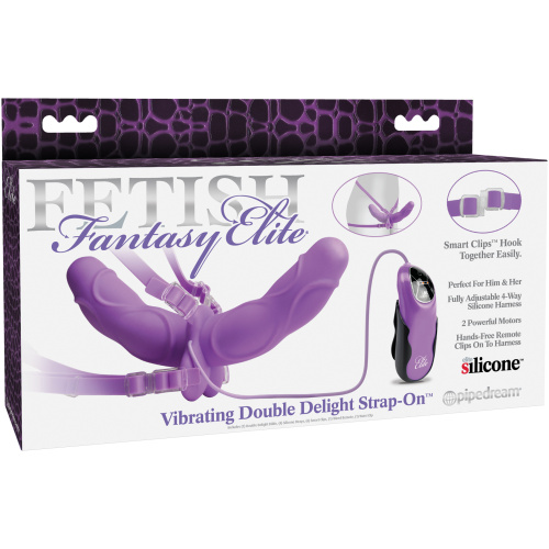 Fetish Fantasy Elite Vibrating Double Delight Strap-on - Purple