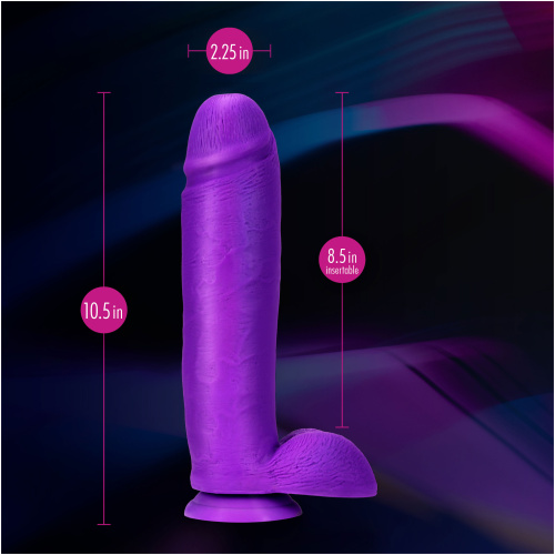 Neo Elite - 10 Inch Silicone Dual Density Cock With Balls - Neon Purple