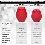 Mystic Rose Sucking and Vibrating Silicone Rose -  Red