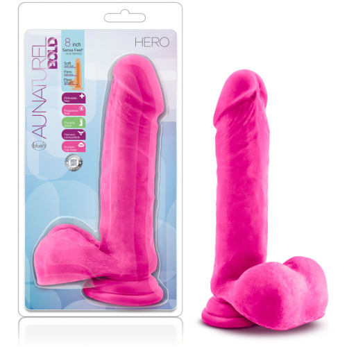 Au Natural - Bold - Hero - 8 Inch Dildo - Pink